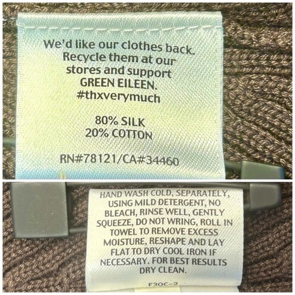 Eileen Fisher Chocolate Brown Silk/Cotton Knit Drapey Oversized Open Cardigan XS - Picture 15 of 16